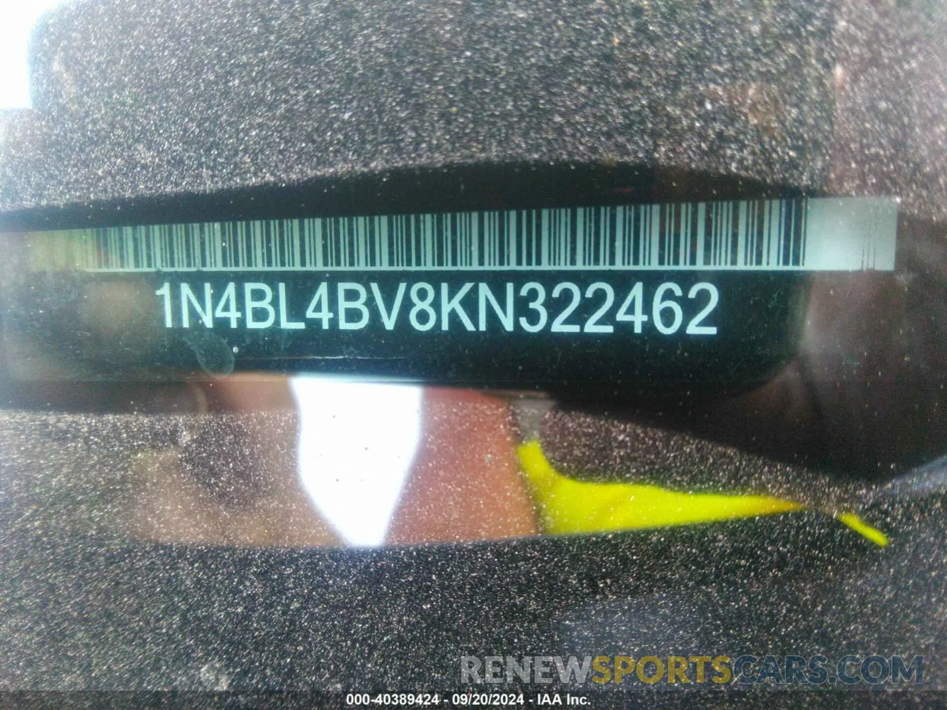9 Photograph of a damaged car 1N4BL4BV8KN322462 NISSAN ALTIMA 2019