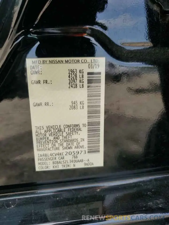 12 Фотография поврежденного автомобиля 1N4BL4CV4KC205973 NISSAN ALTIMA 2019