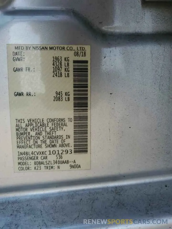 14 Photograph of a damaged car 1N4BL4CVXKC101293 NISSAN ALTIMA 2019