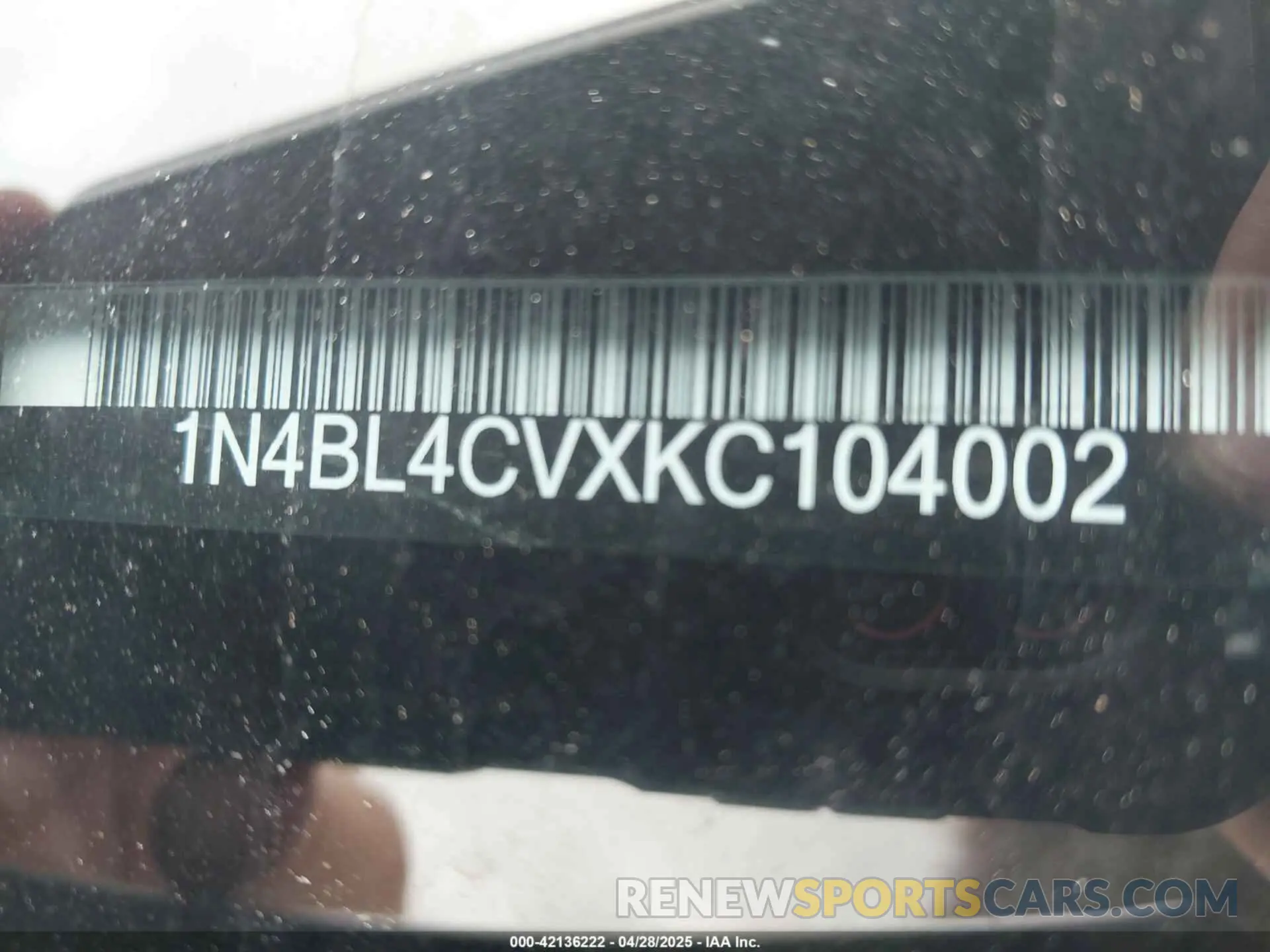 9 Photograph of a damaged car 1N4BL4CVXKC104002 NISSAN ALTIMA 2019