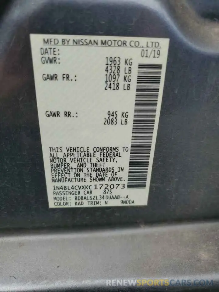 14 Фотография поврежденного автомобиля 1N4BL4CVXKC172073 NISSAN ALTIMA 2019