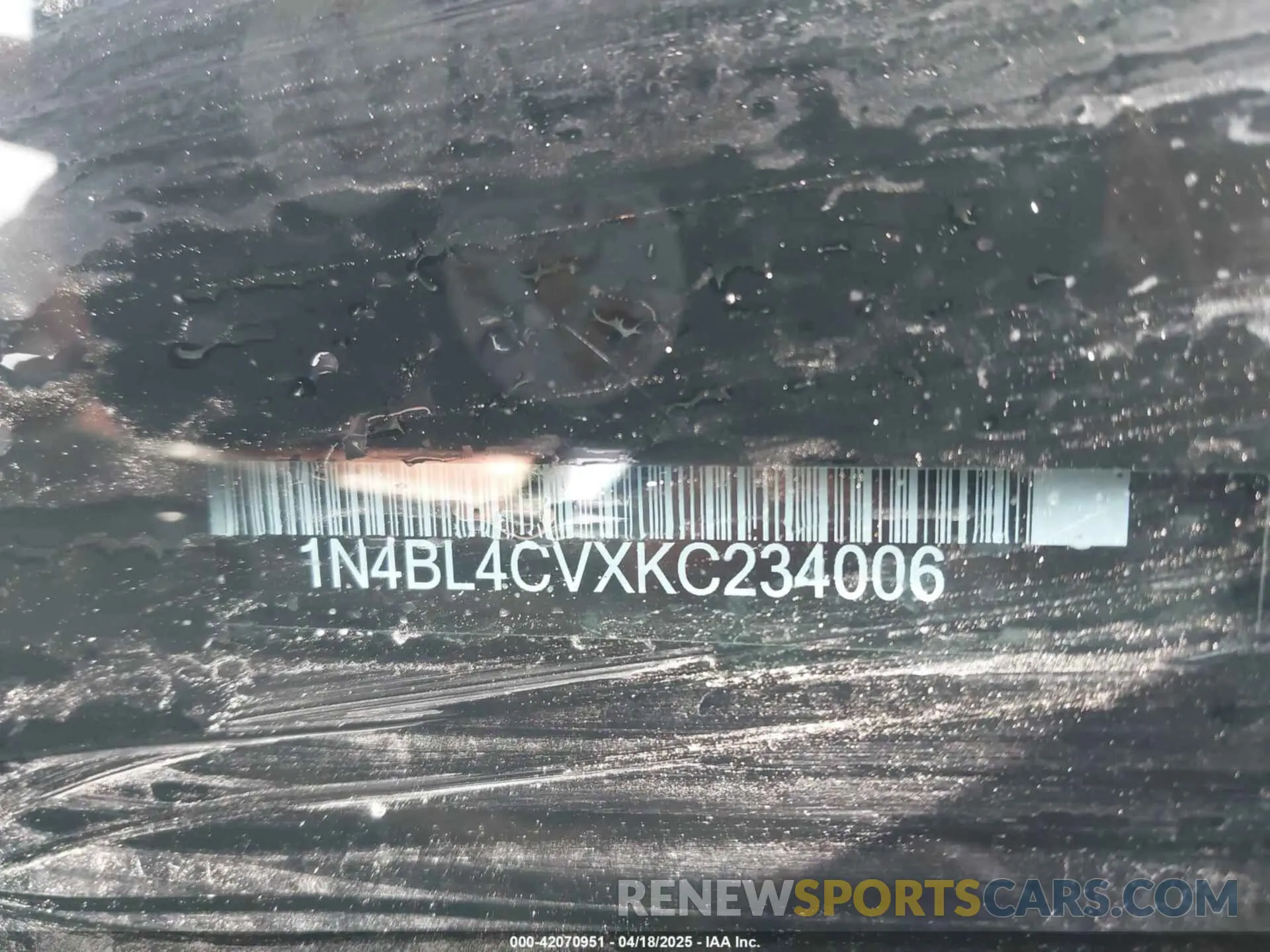 9 Photograph of a damaged car 1N4BL4CVXKC234006 NISSAN ALTIMA 2019