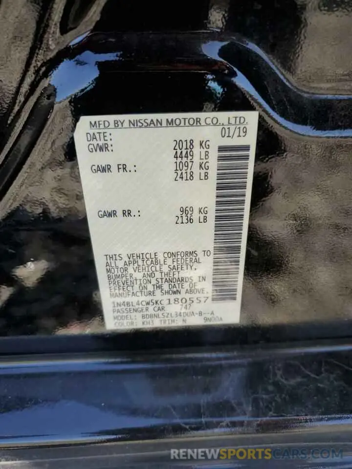 14 Photograph of a damaged car 1N4BL4CW5KC180557 NISSAN ALTIMA 2019