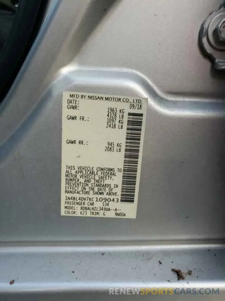 13 Фотография поврежденного автомобиля 1N4BL4DV7KC109043 NISSAN ALTIMA 2019