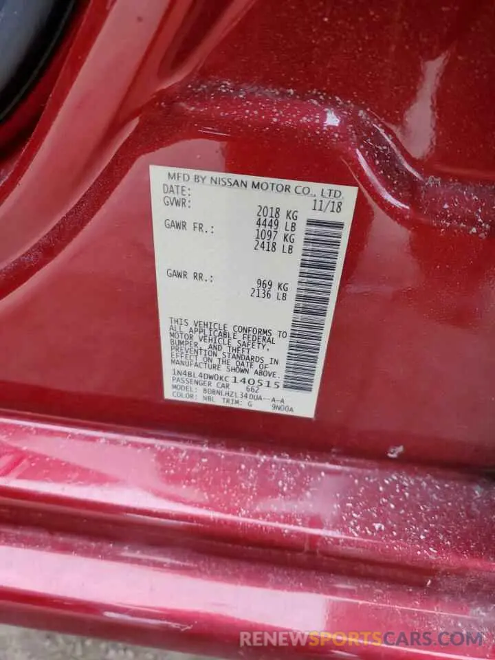 13 Фотография поврежденного автомобиля 1N4BL4DW0KC140515 NISSAN ALTIMA 2019