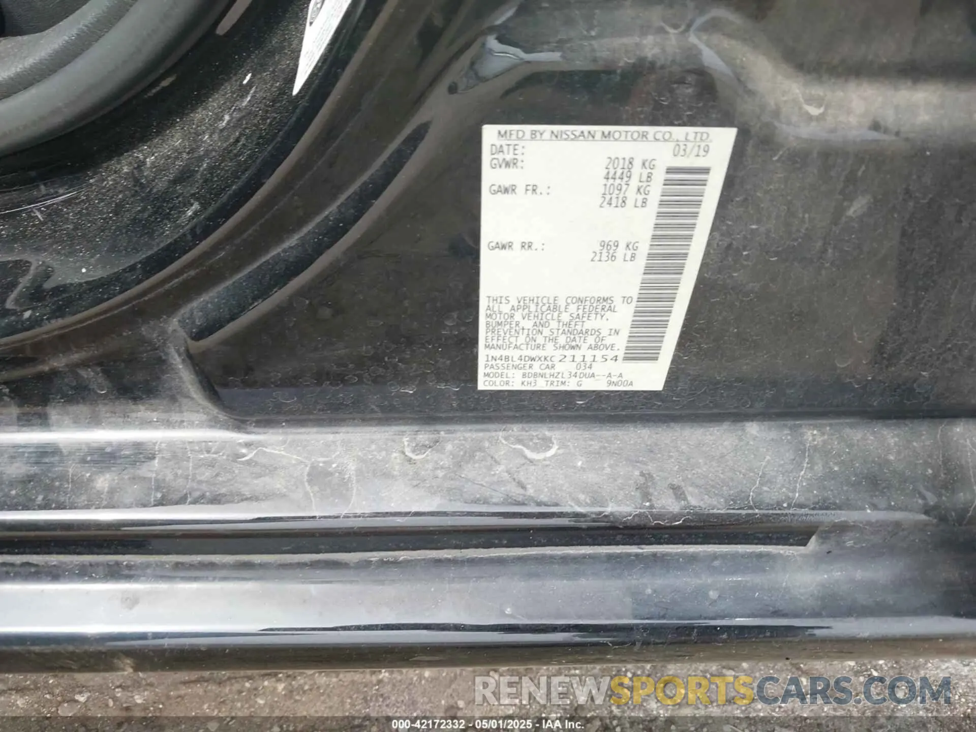 9 Photograph of a damaged car 1N4BL4DWXKC211154 NISSAN ALTIMA 2019