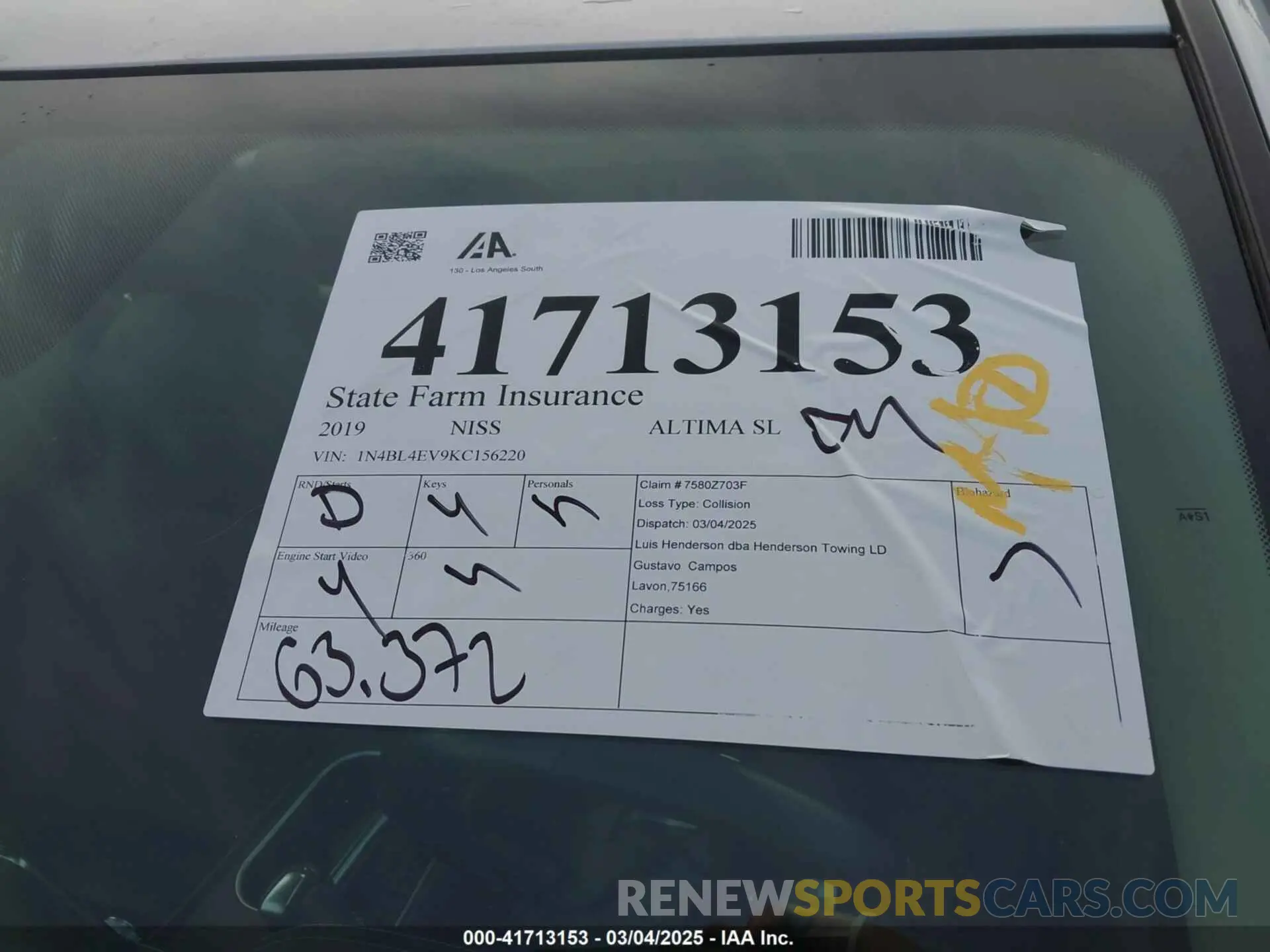 18 Photograph of a damaged car 1N4BL4EV9KC156220 NISSAN ALTIMA 2019