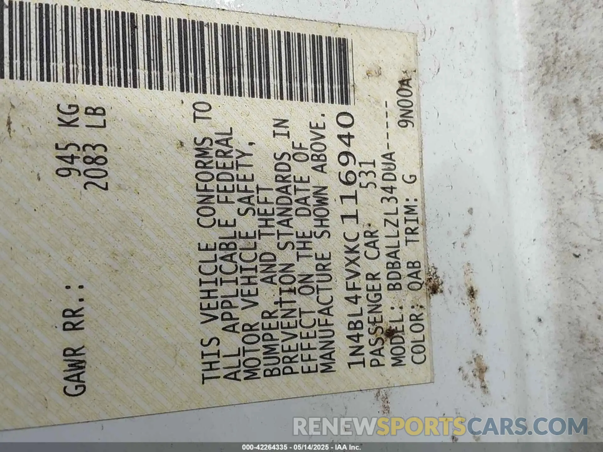 9 Photograph of a damaged car 1N4BL4FVXKC116940 NISSAN ALTIMA 2019