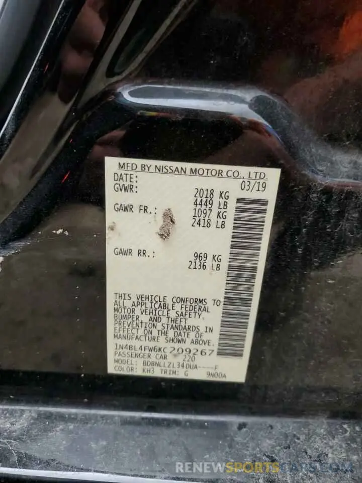 12 Фотография поврежденного автомобиля 1N4BL4FW6KC209267 NISSAN ALTIMA 2019