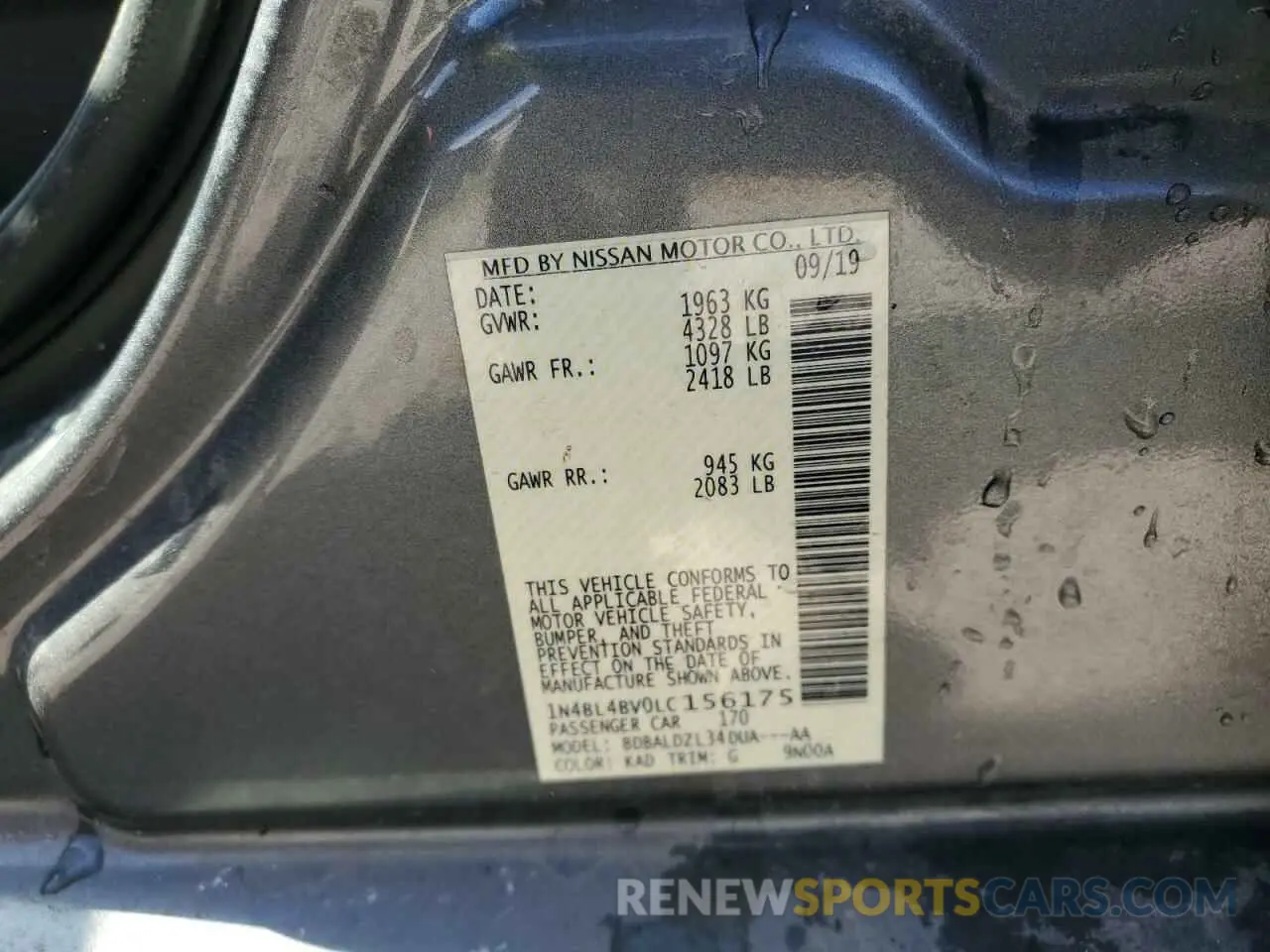 12 Фотография поврежденного автомобиля 1N4BL4BV0LC156175 NISSAN ALTIMA 2020