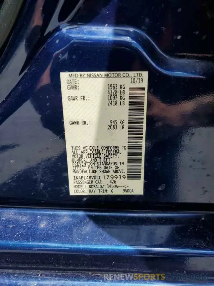 14 Фотография поврежденного автомобиля 1N4BL4BV0LC179939 NISSAN ALTIMA 2020