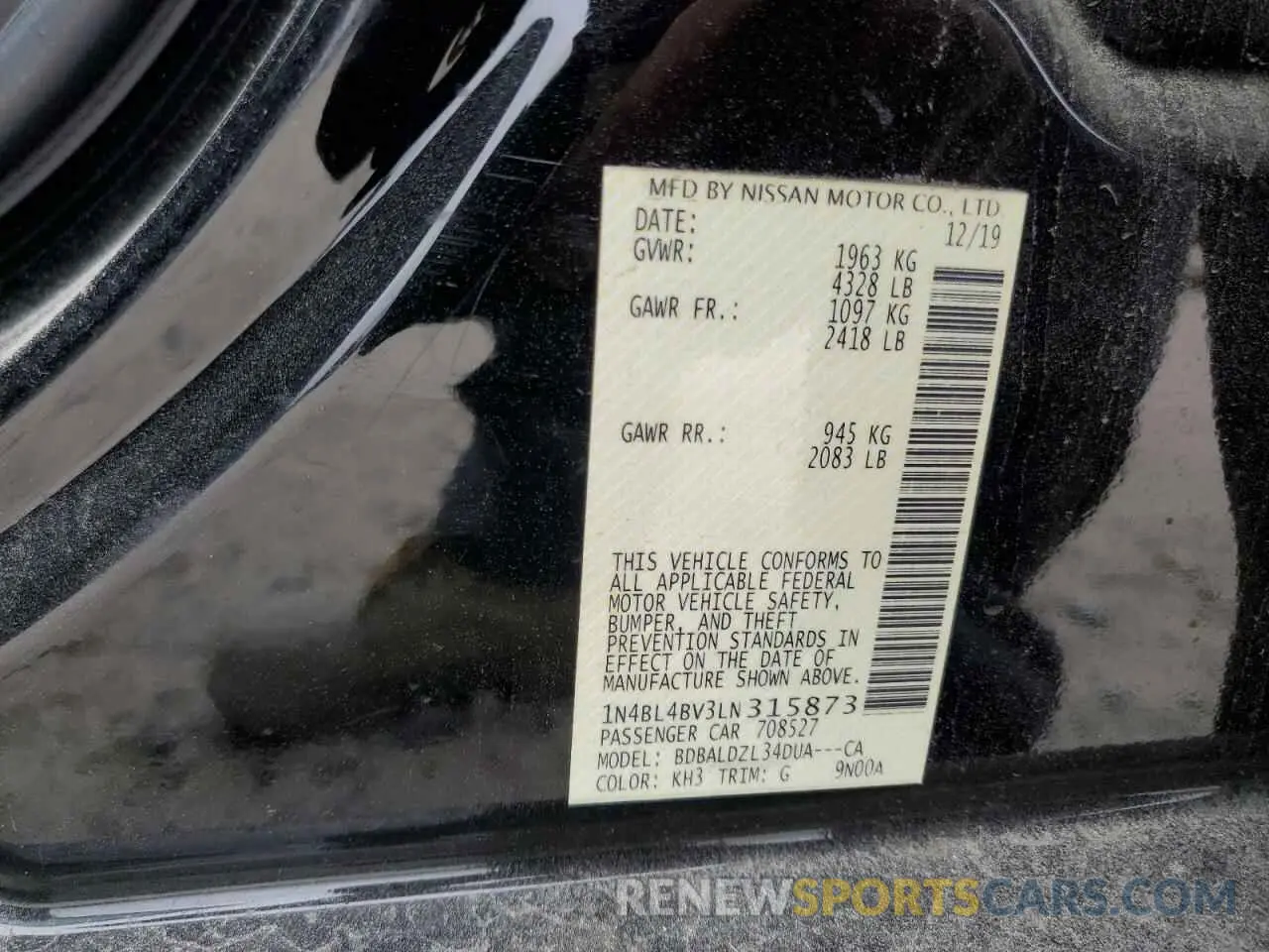 13 Фотография поврежденного автомобиля 1N4BL4BV3LN315873 NISSAN ALTIMA 2020