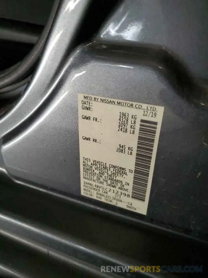 14 Фотография поврежденного автомобиля 1N4BL4BV5LC212398 NISSAN ALTIMA 2020