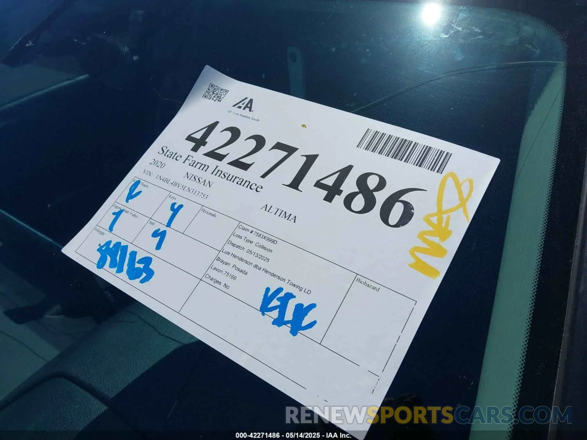 17 Photograph of a damaged car 1N4BL4BV5LN313753 NISSAN ALTIMA 2020