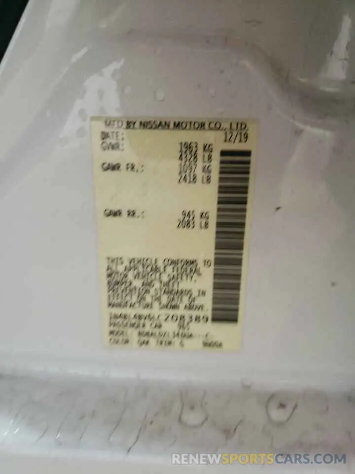 12 Фотография поврежденного автомобиля 1N4BL4BV6LC208389 NISSAN ALTIMA 2020