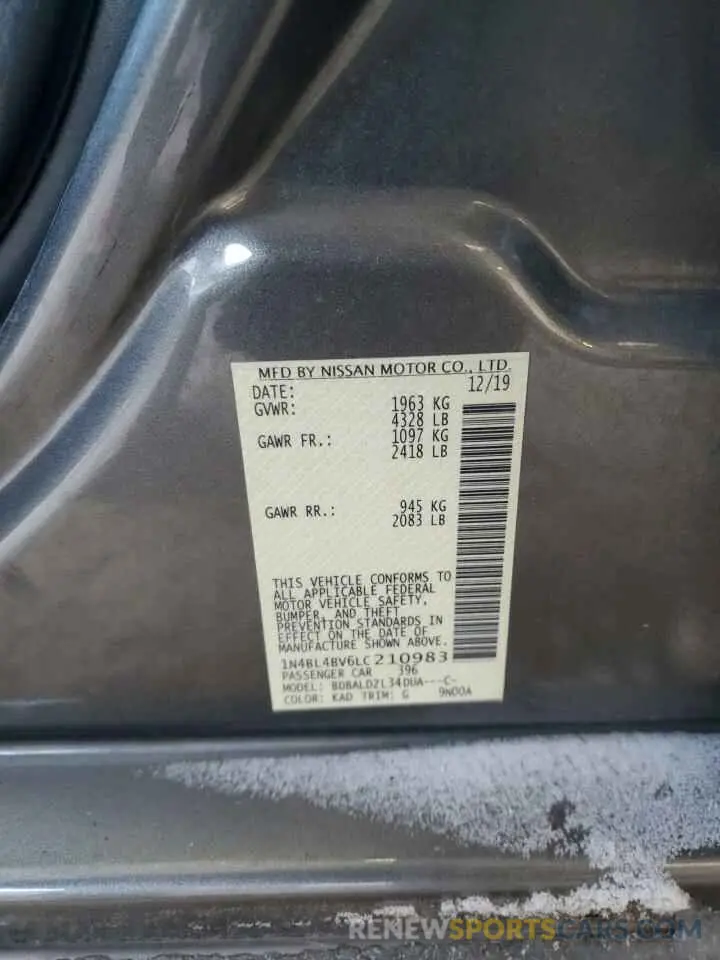 12 Photograph of a damaged car 1N4BL4BV6LC210983 NISSAN ALTIMA 2020