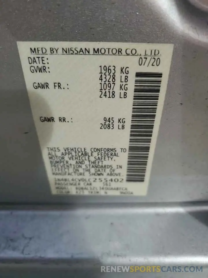12 Photograph of a damaged car 1N4BL4CV0LC255402 NISSAN ALTIMA 2020