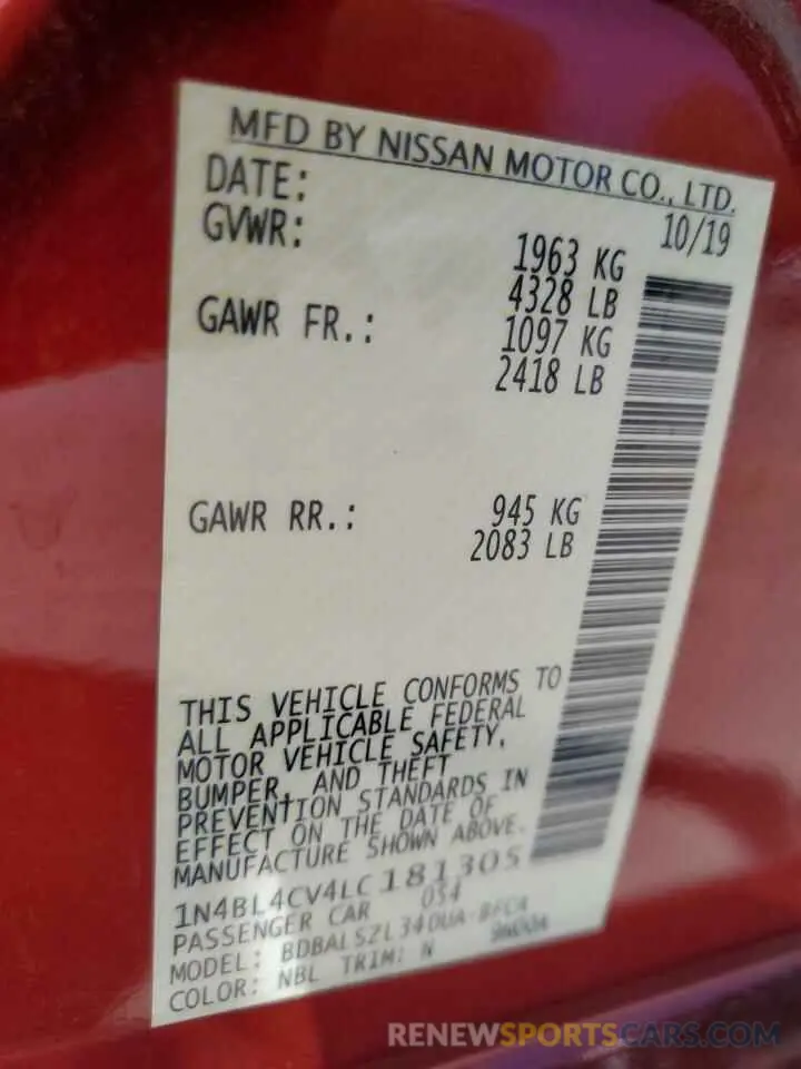 13 Photograph of a damaged car 1N4BL4CV4LC181305 NISSAN ALTIMA 2020