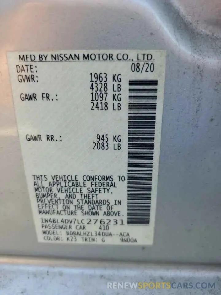 12 Фотография поврежденного автомобиля 1N4BL4DV7LC276231 NISSAN ALTIMA 2020