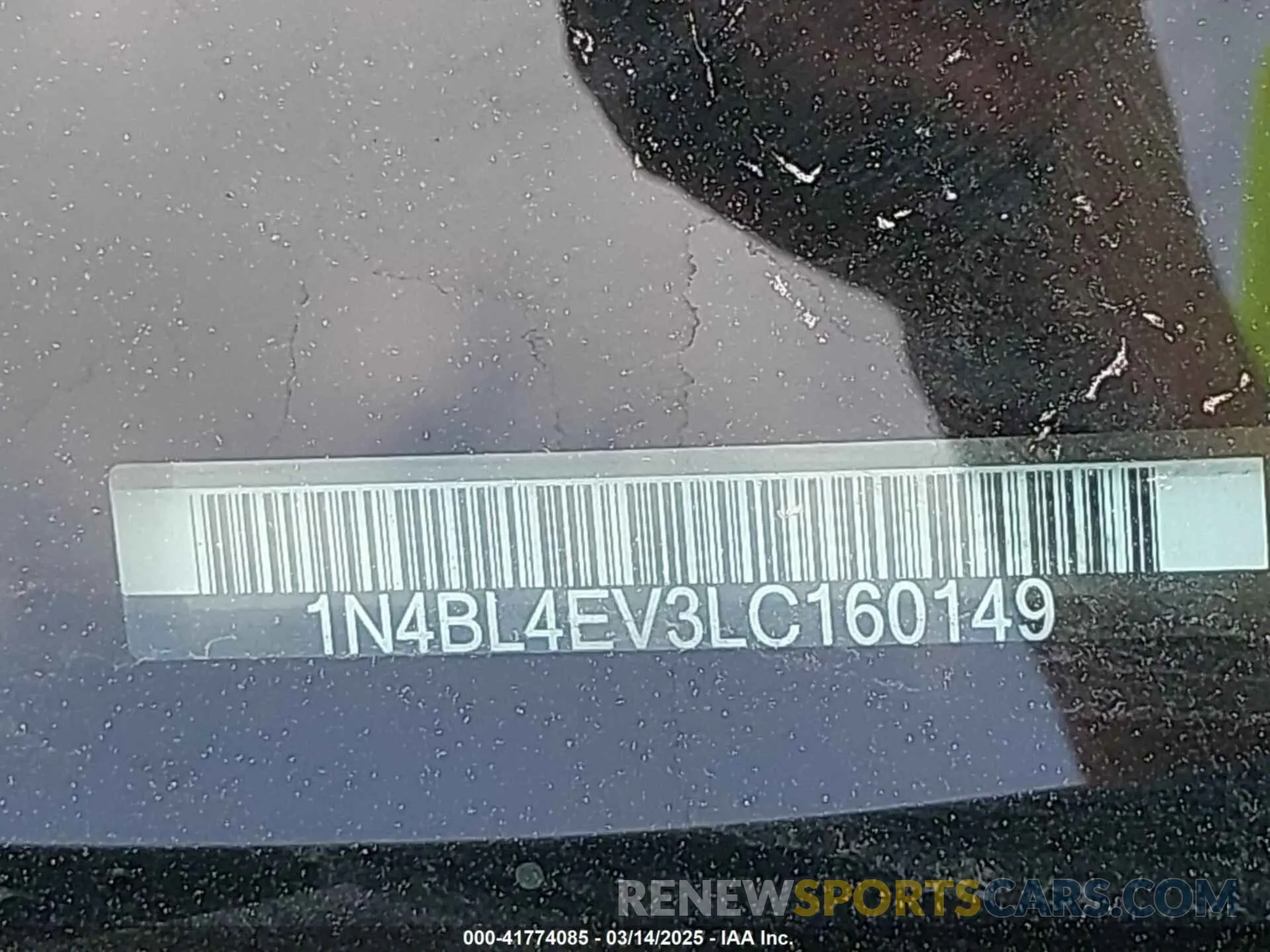 9 Photograph of a damaged car 1N4BL4EV3LC160149 NISSAN ALTIMA 2020