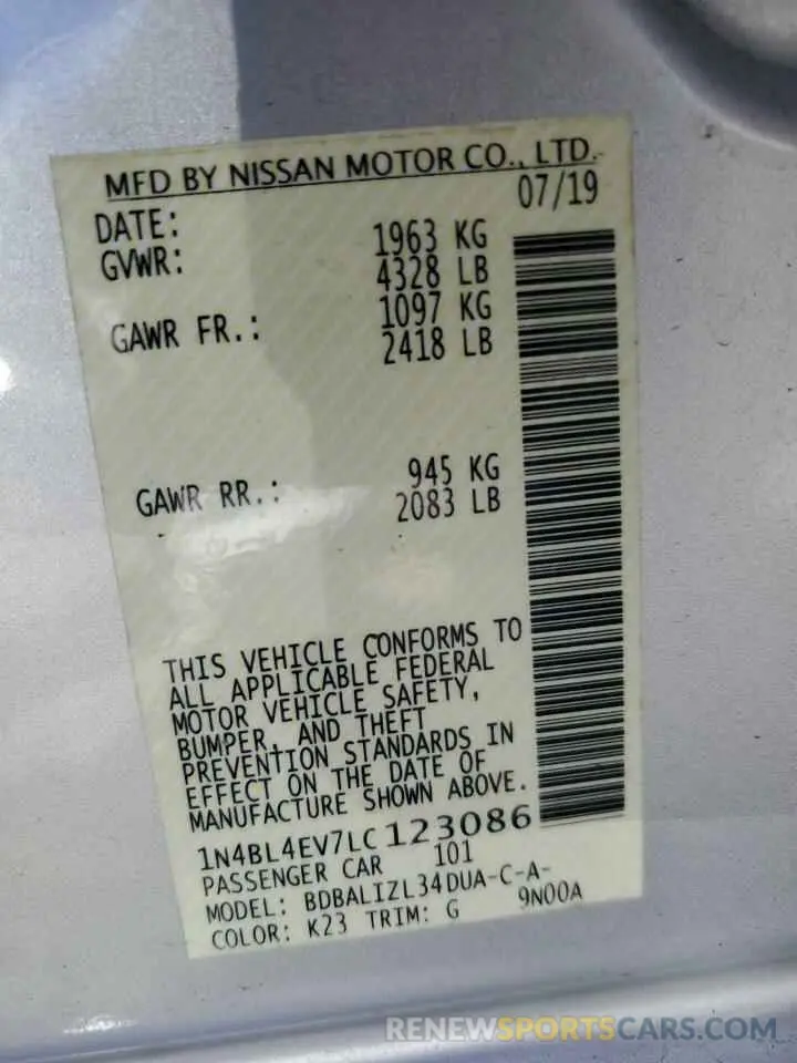 13 Фотография поврежденного автомобиля 1N4BL4EV7LC123086 NISSAN ALTIMA 2020