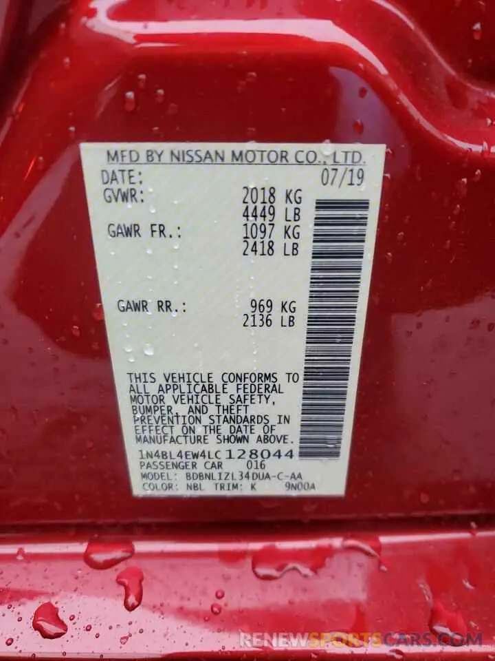 12 Фотография поврежденного автомобиля 1N4BL4EW4LC128044 NISSAN ALTIMA 2020