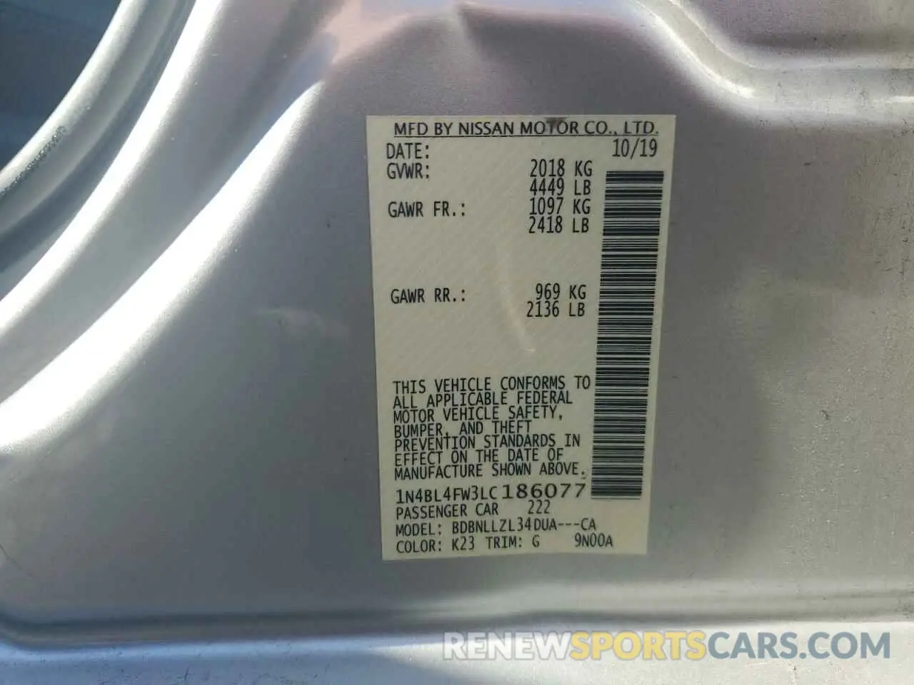 12 Фотография поврежденного автомобиля 1N4BL4FW3LC186077 NISSAN ALTIMA 2020