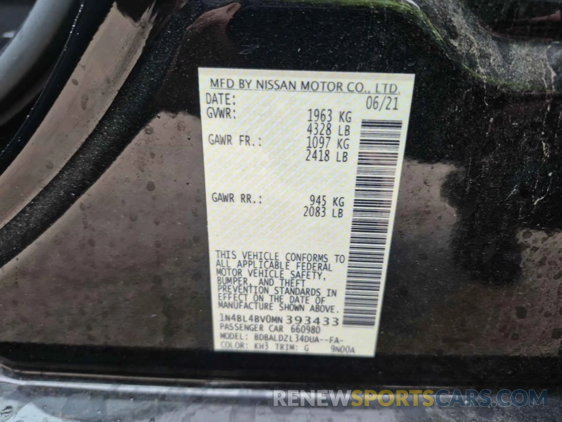 17 Photograph of a damaged car 1N4BL4BV0MN393433 NISSAN ALTIMA 2021