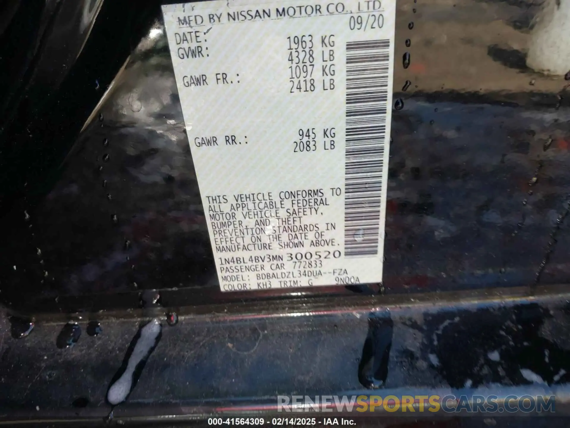 9 Photograph of a damaged car 1N4BL4BV3MN300520 NISSAN ALTIMA 2021