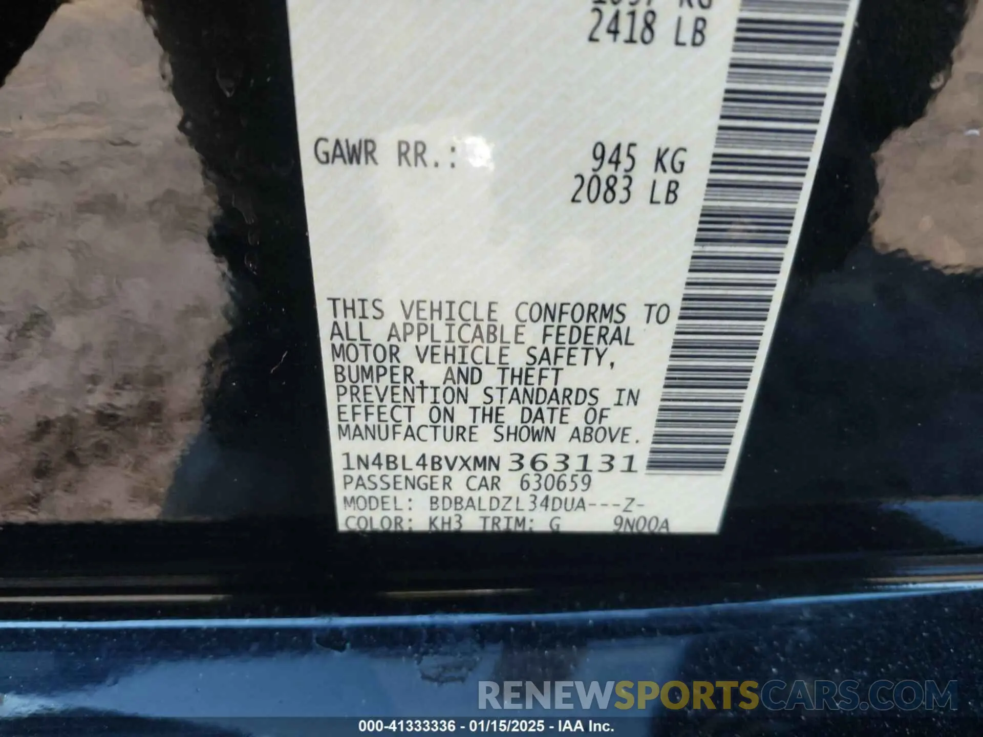 9 Фотография поврежденного автомобиля 1N4BL4BVXMN363131 NISSAN ALTIMA 2021