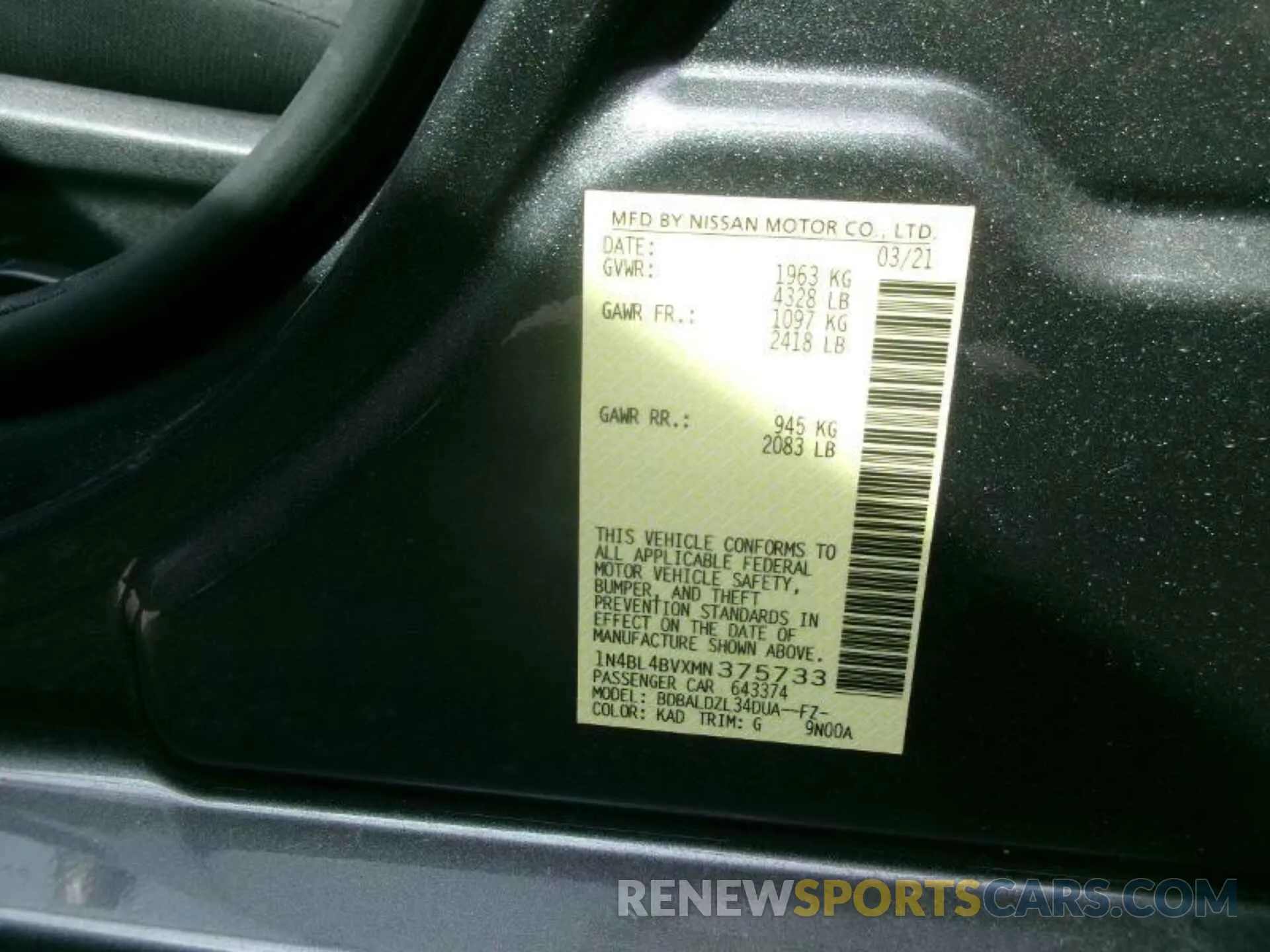 4 Photograph of a damaged car 1N4BL4BVXMN375733 NISSAN ALTIMA 2021