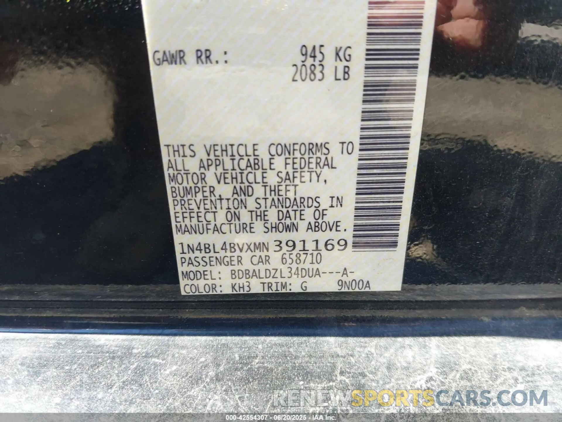9 Photograph of a damaged car 1N4BL4BVXMN391169 NISSAN ALTIMA 2021