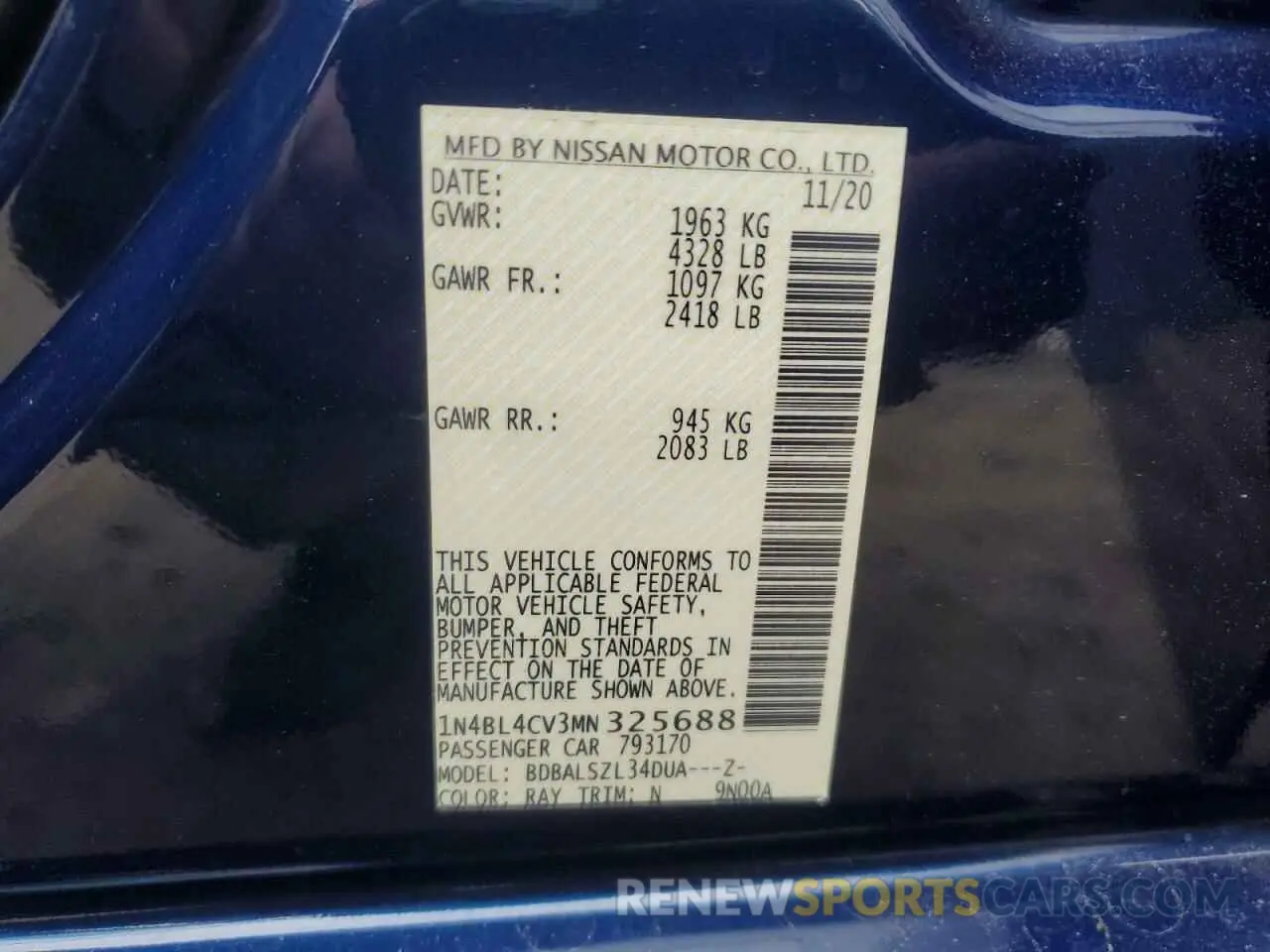 14 Фотография поврежденного автомобиля 1N4BL4CV3MN325688 NISSAN ALTIMA 2021