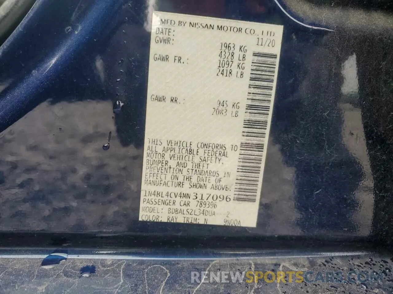 15 Photograph of a damaged car 1N4BL4CV4MN317096 NISSAN ALTIMA 2021