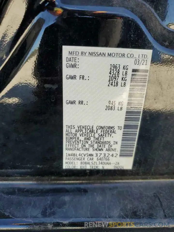 12 Photograph of a damaged car 1N4BL4CV5MN373242 NISSAN ALTIMA 2021