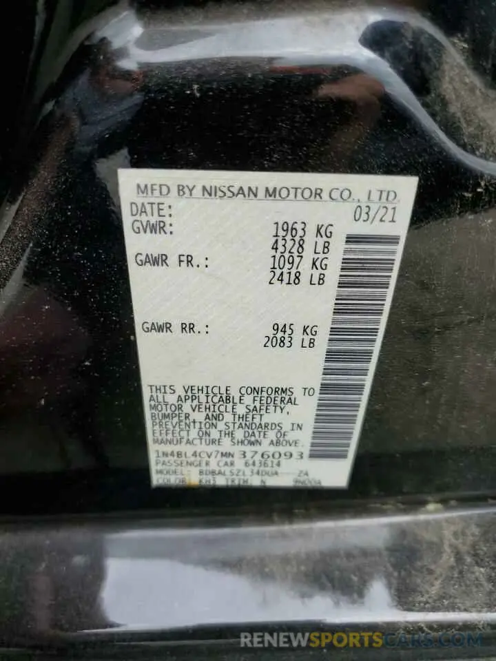 12 Фотография поврежденного автомобиля 1N4BL4CV7MN376093 NISSAN ALTIMA 2021
