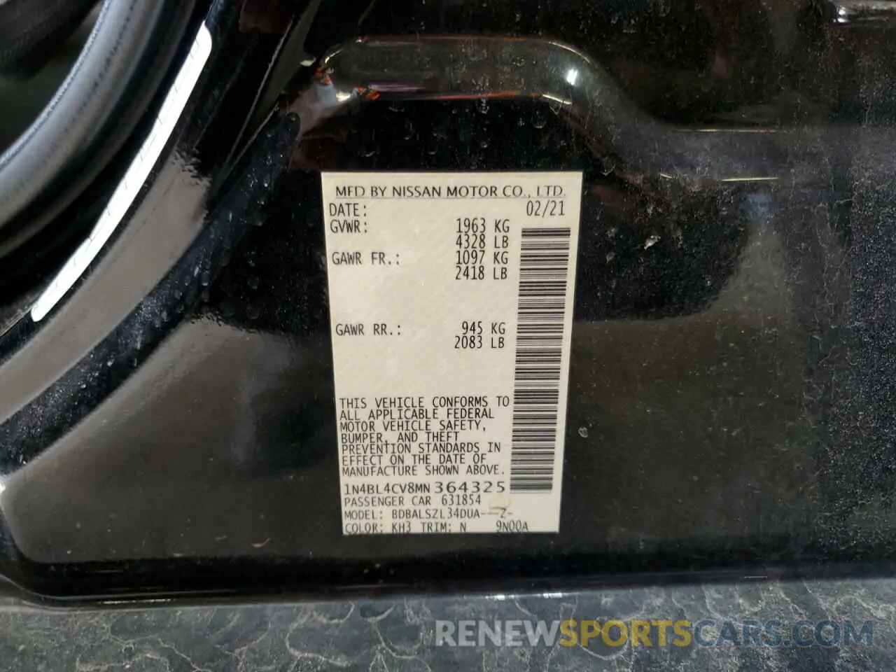 14 Photograph of a damaged car 1N4BL4CV8MN364325 NISSAN ALTIMA 2021