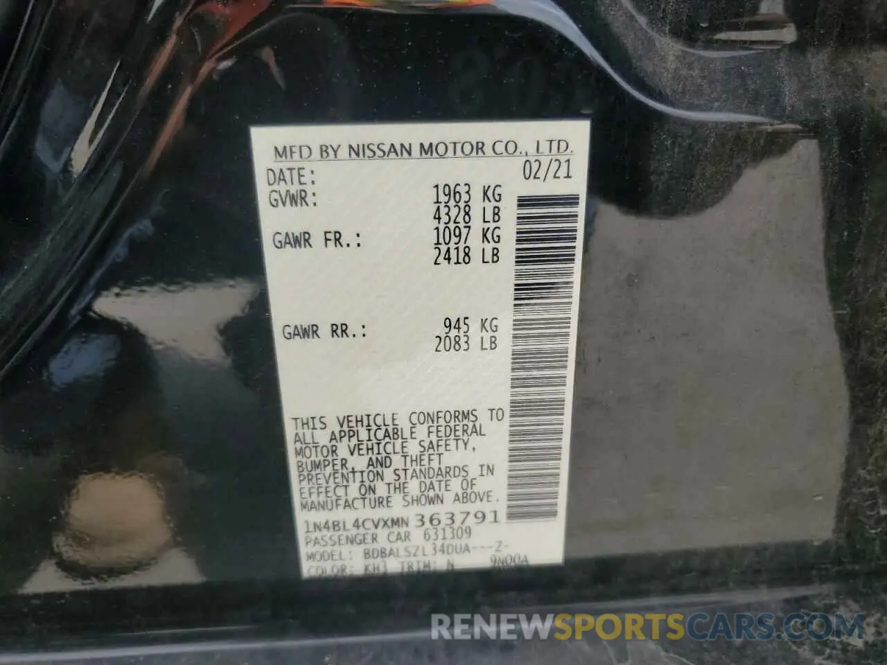 12 Фотография поврежденного автомобиля 1N4BL4CVXMN363791 NISSAN ALTIMA 2021