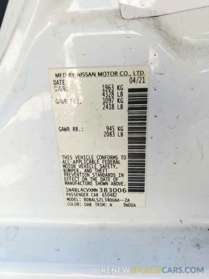 13 Фотография поврежденного автомобиля 1N4BL4CVXMN383006 NISSAN ALTIMA 2021