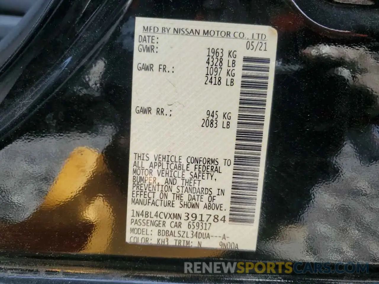 15 Фотография поврежденного автомобиля 1N4BL4CVXMN391784 NISSAN ALTIMA 2021