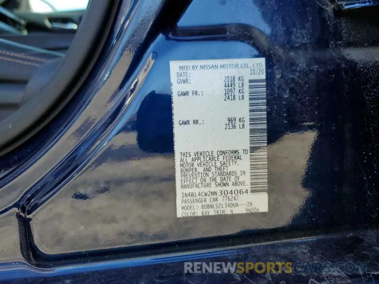 14 Photograph of a damaged car 1N4BL4CW2MN304064 NISSAN ALTIMA 2021