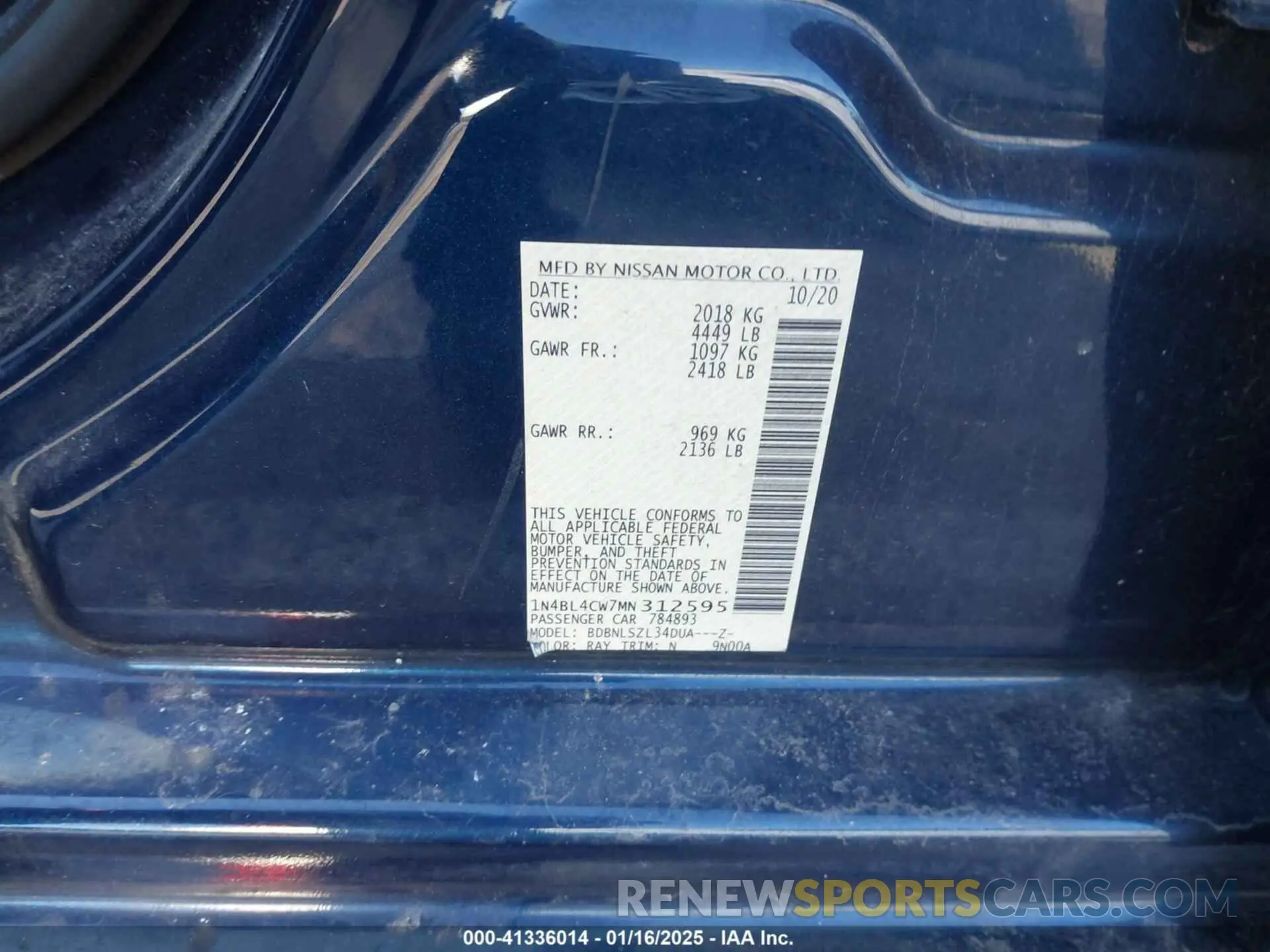 9 Фотография поврежденного автомобиля 1N4BL4CW7MN312595 NISSAN ALTIMA 2021