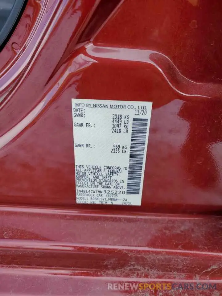13 Photograph of a damaged car 1N4BL4CW7MN325220 NISSAN ALTIMA 2021