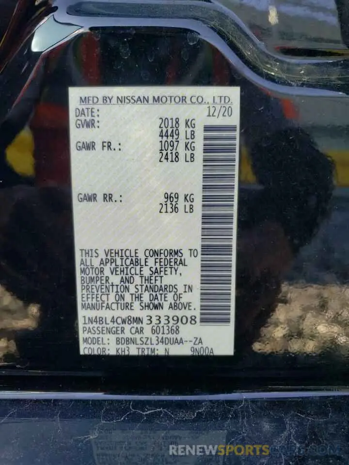 12 Photograph of a damaged car 1N4BL4CW8MN333908 NISSAN ALTIMA 2021
