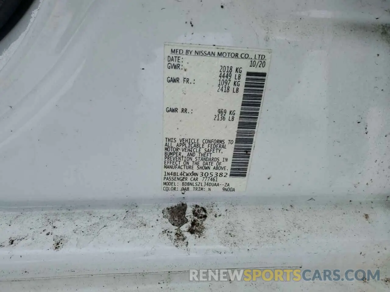 12 Photograph of a damaged car 1N4BL4CWXMN305382 NISSAN ALTIMA 2021