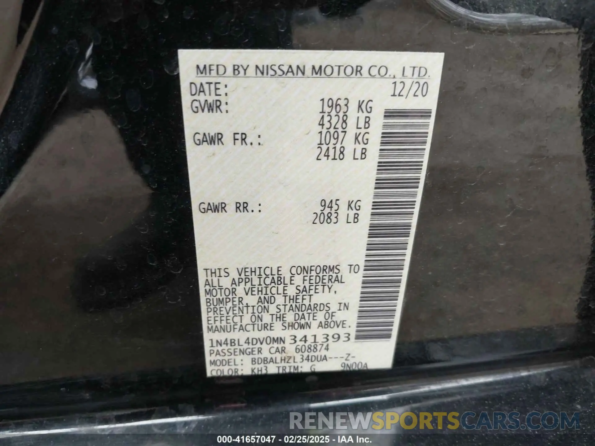 9 Фотография поврежденного автомобиля 1N4BL4DV0MN341393 NISSAN ALTIMA 2021