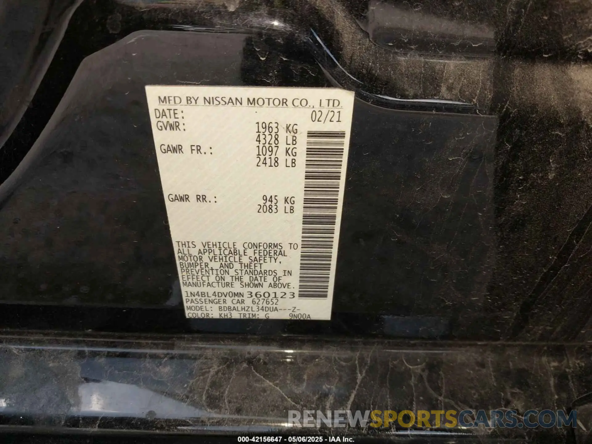 9 Фотография поврежденного автомобиля 1N4BL4DV0MN360123 NISSAN ALTIMA 2021