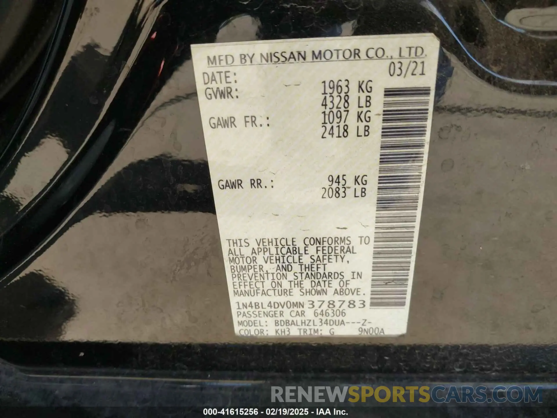 9 Фотография поврежденного автомобиля 1N4BL4DV0MN378783 NISSAN ALTIMA 2021