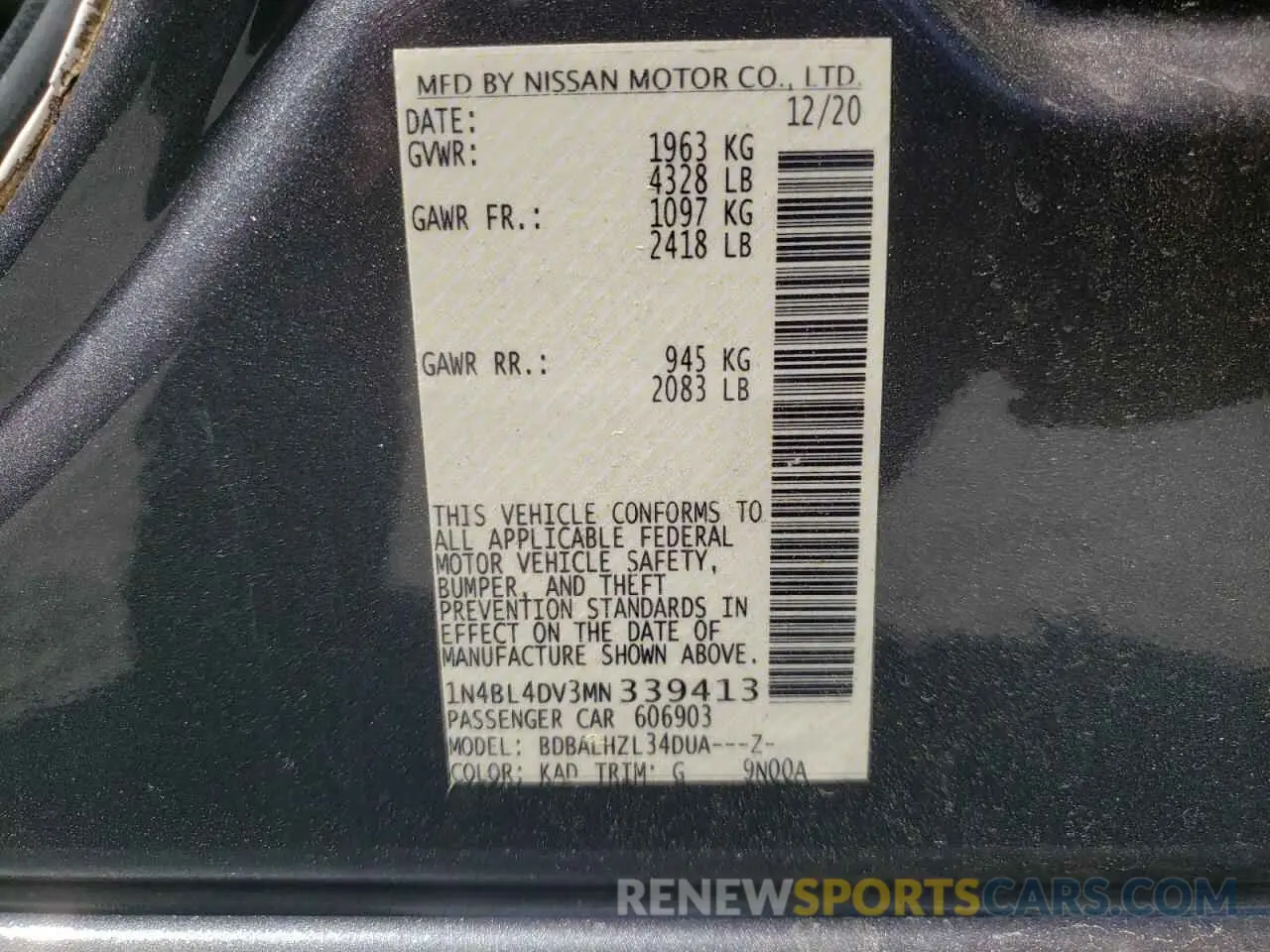 14 Фотография поврежденного автомобиля 1N4BL4DV3MN339413 NISSAN ALTIMA 2021