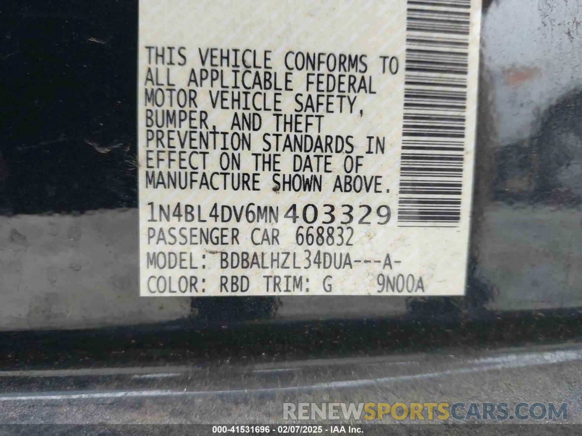 9 Фотография поврежденного автомобиля 1N4BL4DV6MN403329 NISSAN ALTIMA 2021